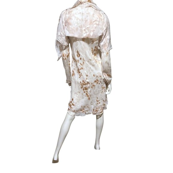 Y2K Silk Blend Midi Dress 12 Attached Duster Bias Cut Burnout Satin Fairy - Picture 8 of 11